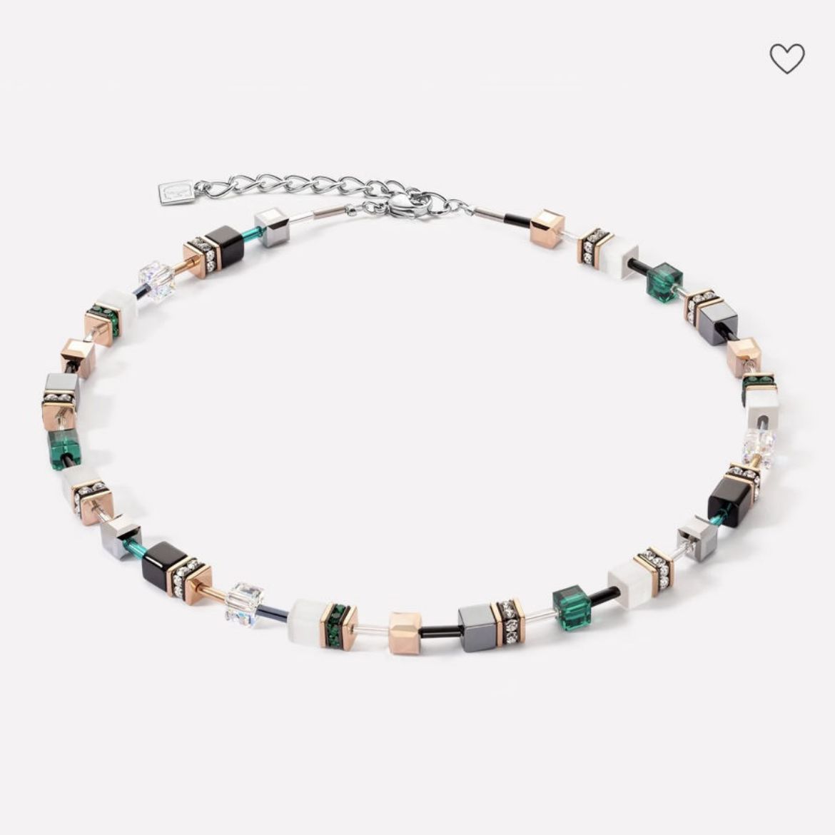 Picture of GeoCUBE® Iconic Necklace Rose Gold, White and Dark Green