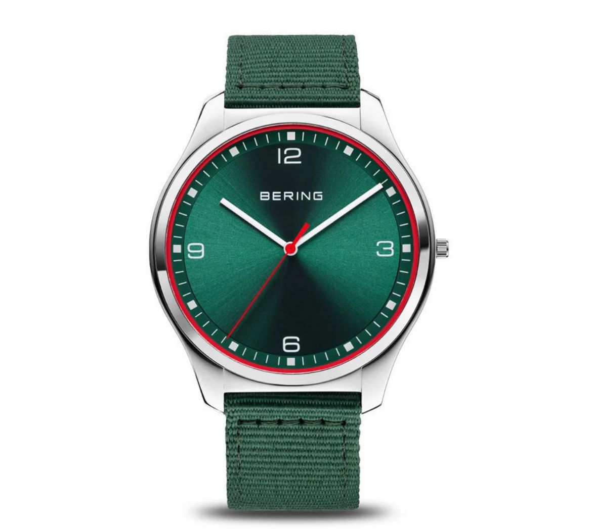 Picture of Green and Red Watch with Green Material Strap