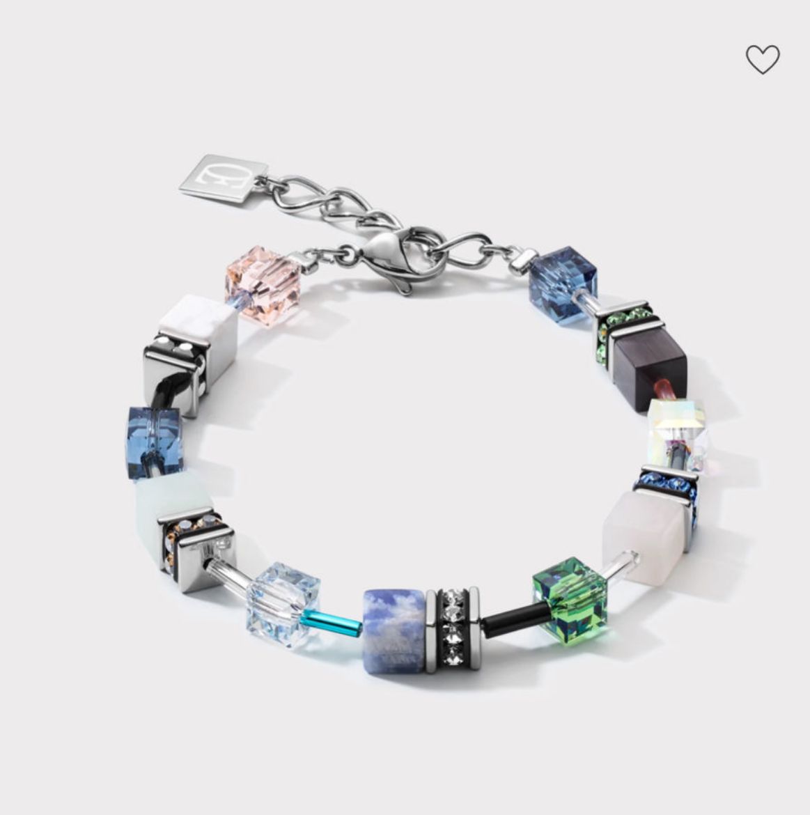 Picture of Geocube Crystal And Blue-Green Gemstone Bracelet