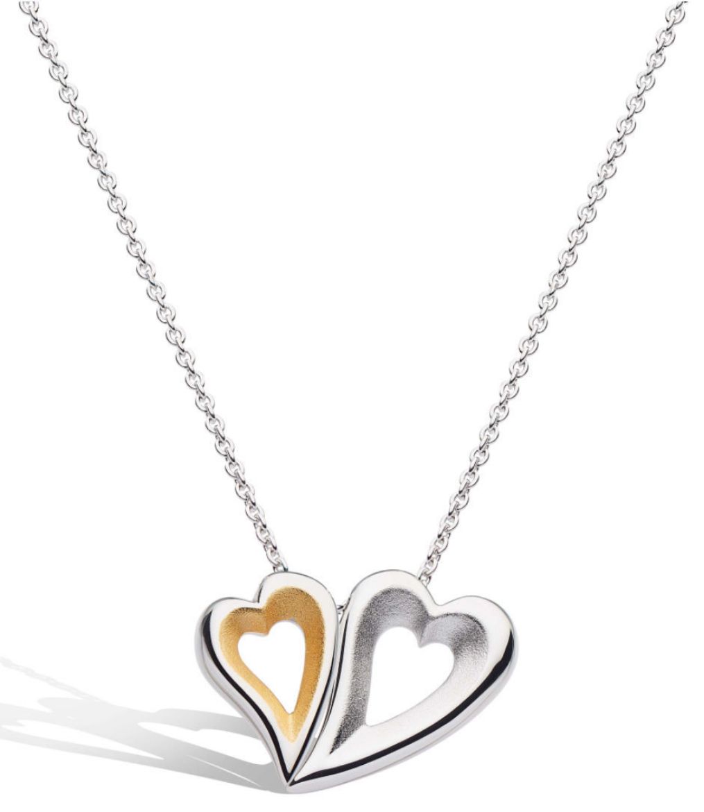 Picture of Desire Love Story Tender Together Gold Twinned Heart Necklace