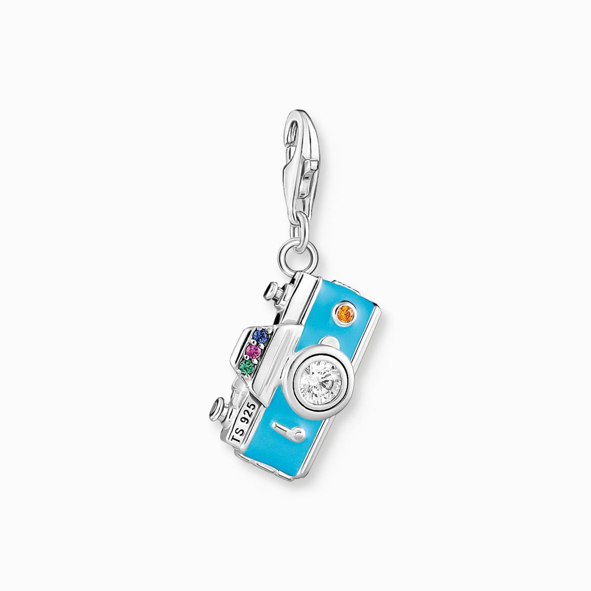 Picture of Retro Camera Blue Charm in Silver