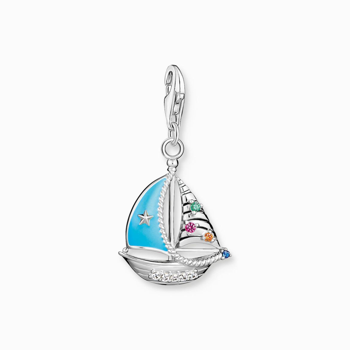 Picture of Blue Sailing Boat in Silver