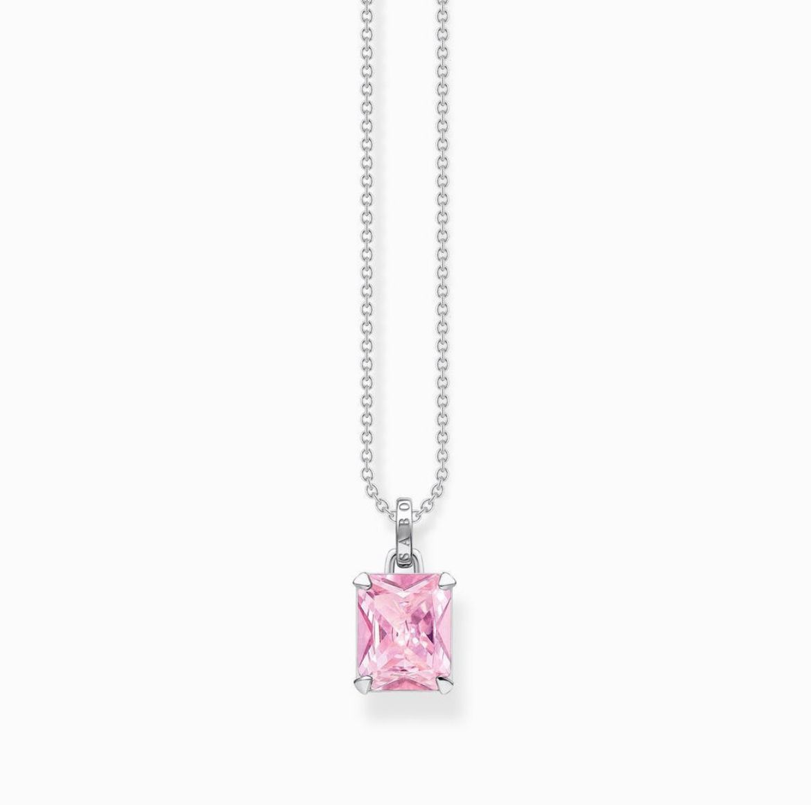 Picture of Pink Sone Necklace in Silver