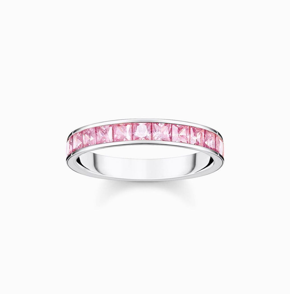 Picture of Pink Pave Stone Band in Silver