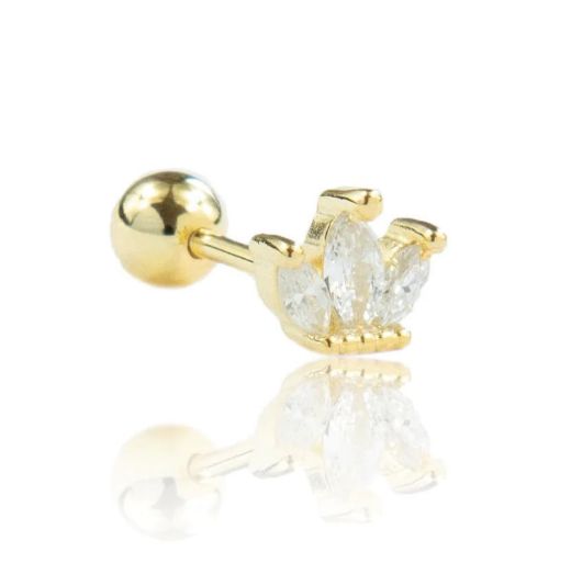Picture of Crown Barbell Single Stud in Gold