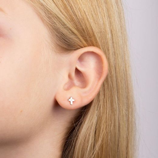 Picture of Cross Stud Earrings with Diamond