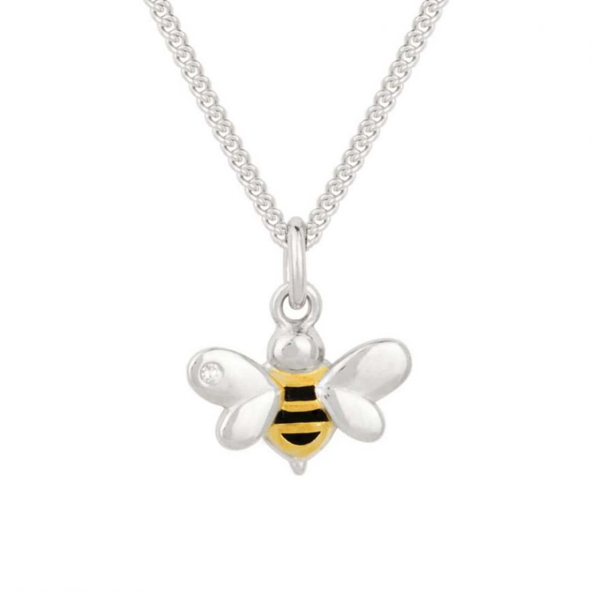 Picture of Bee Necklace with Yellow Gold Plating, Enamel and Diamond