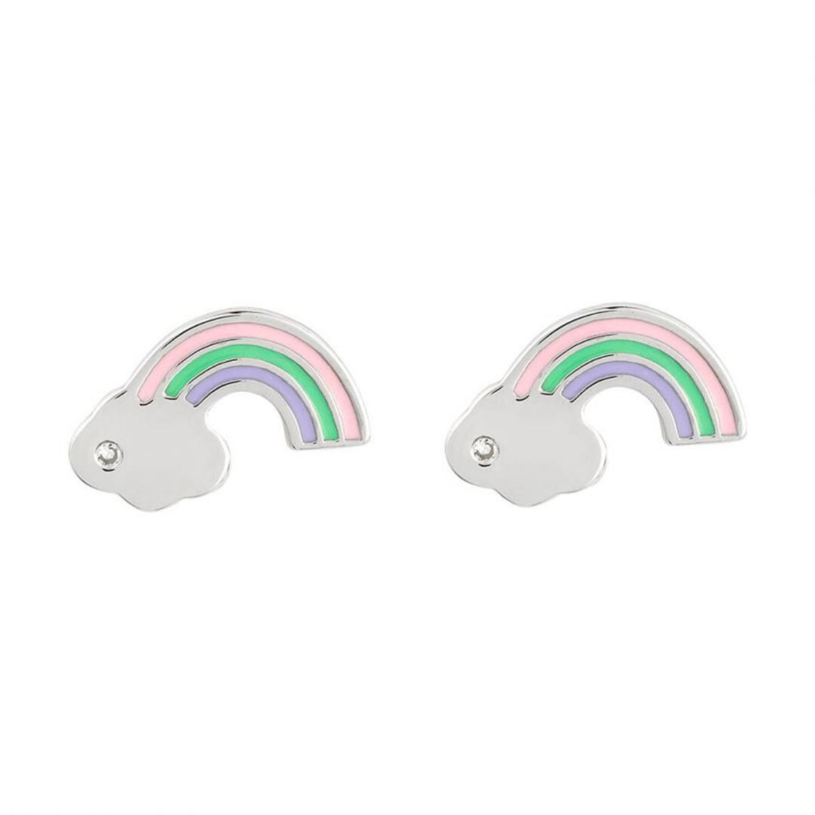 Picture of Rainbow Stud Earrings with Enamel and Diamond 