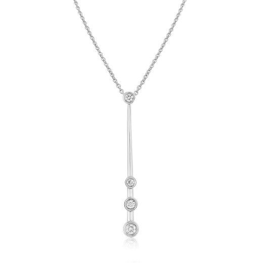 Picture of 9ct White Gold Diamond Drop Pendant Necklace