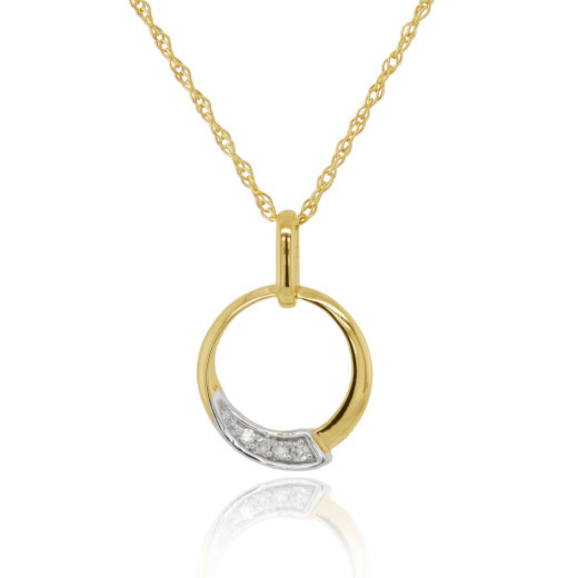Picture of 9ct Yellow Gold Diamond Circle Pendant Necklace