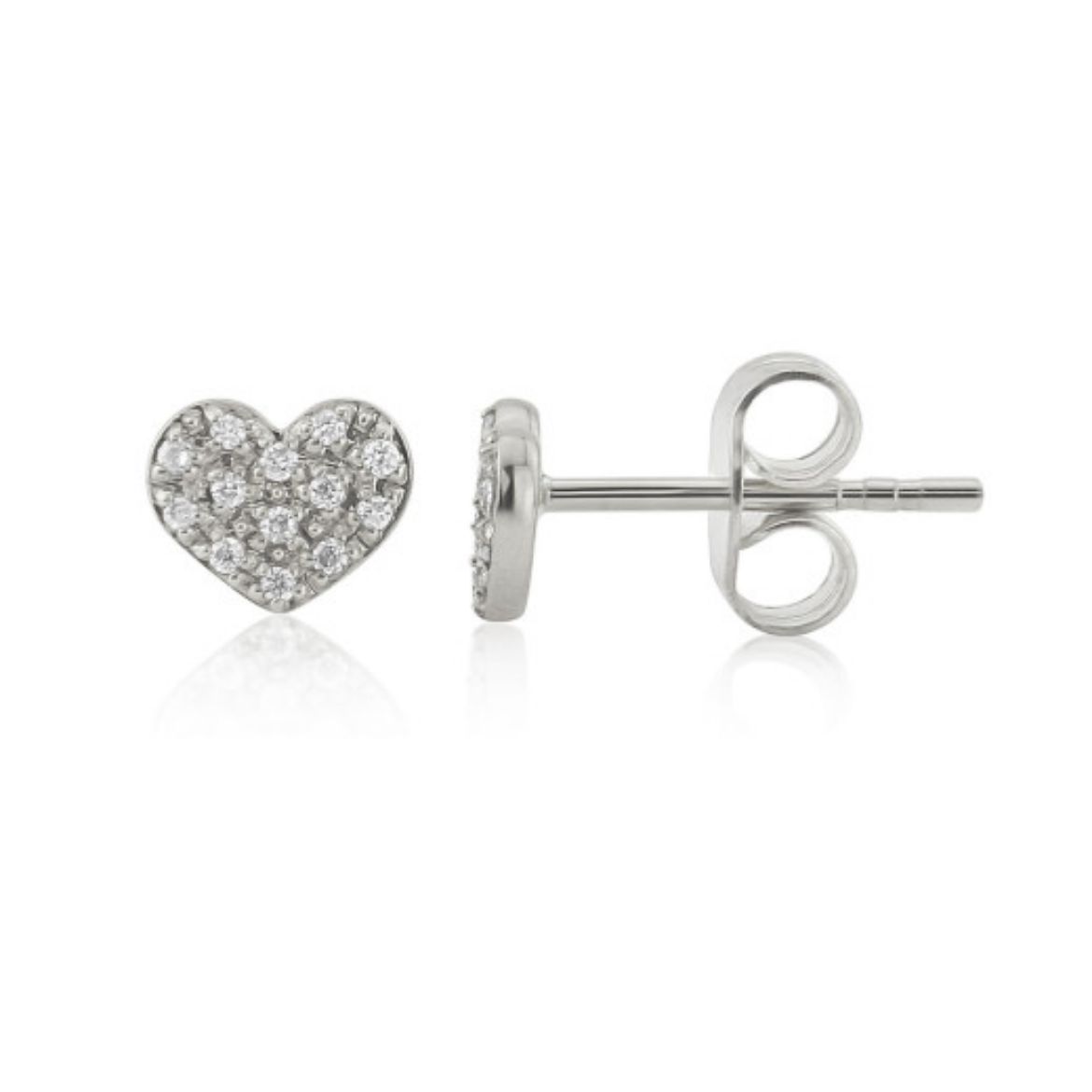 Picture of 9ct White Gold Diamond Heart Earrings