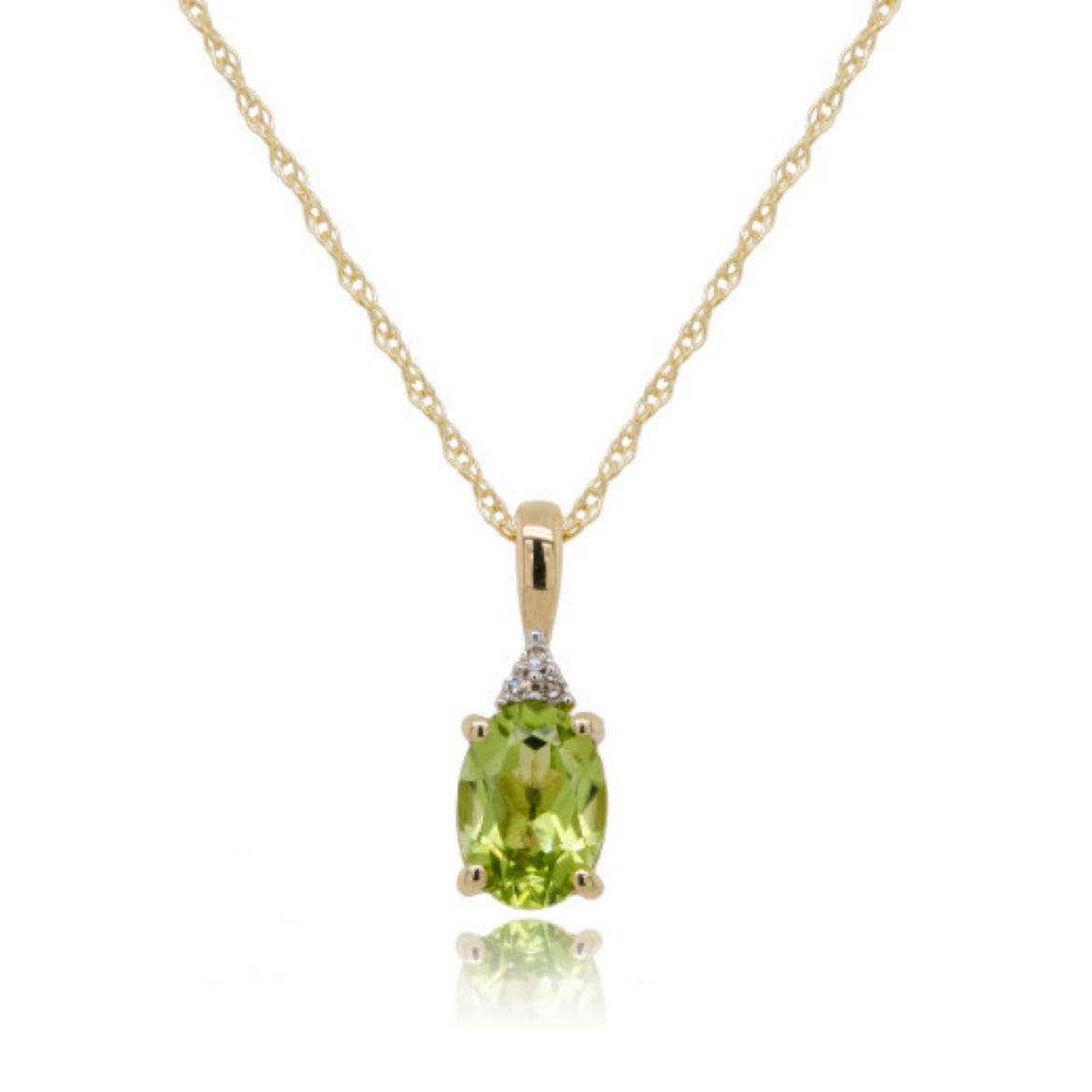 Picture of 9ct Yellow Gold Diamond & Peridot Pendant Necklace