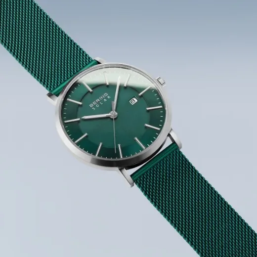 Picture of Solar Green Brushed Silver Watch 