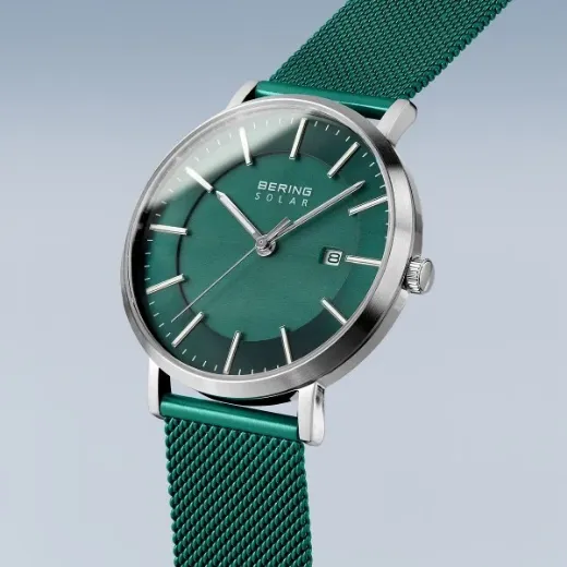 Picture of Solar Green Brushed Silver Watch 