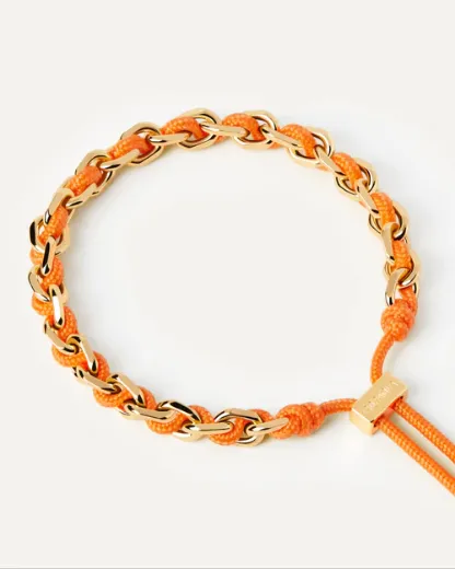 Picture of Tangerine Rope and Chain Bracelet in Gold 