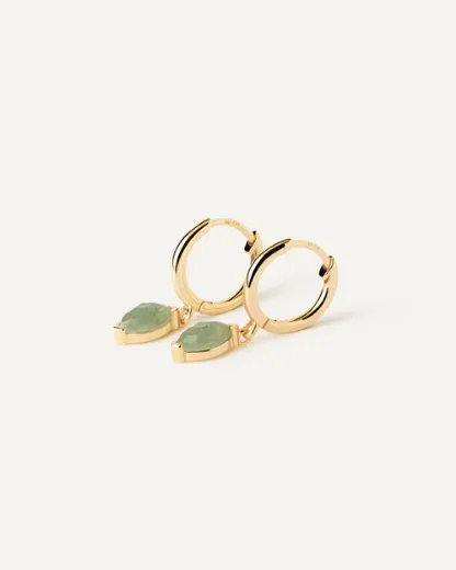 Picture of Green Aventurine Nomad Hoops in Gold