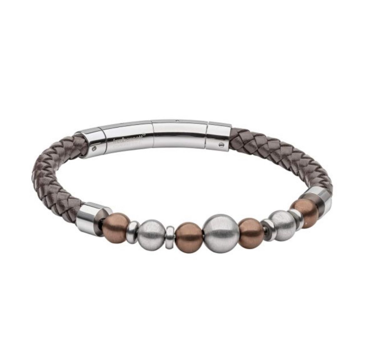 Picture of Brown Leather Bracelet with Coffee Plated Stainless Steel Beads