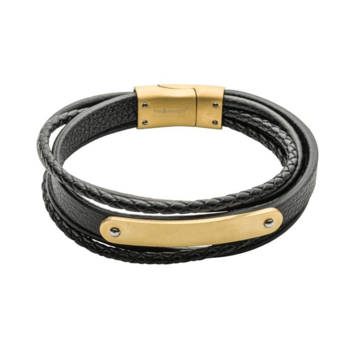 Picture of Black Leather Bracelet with ID Bar