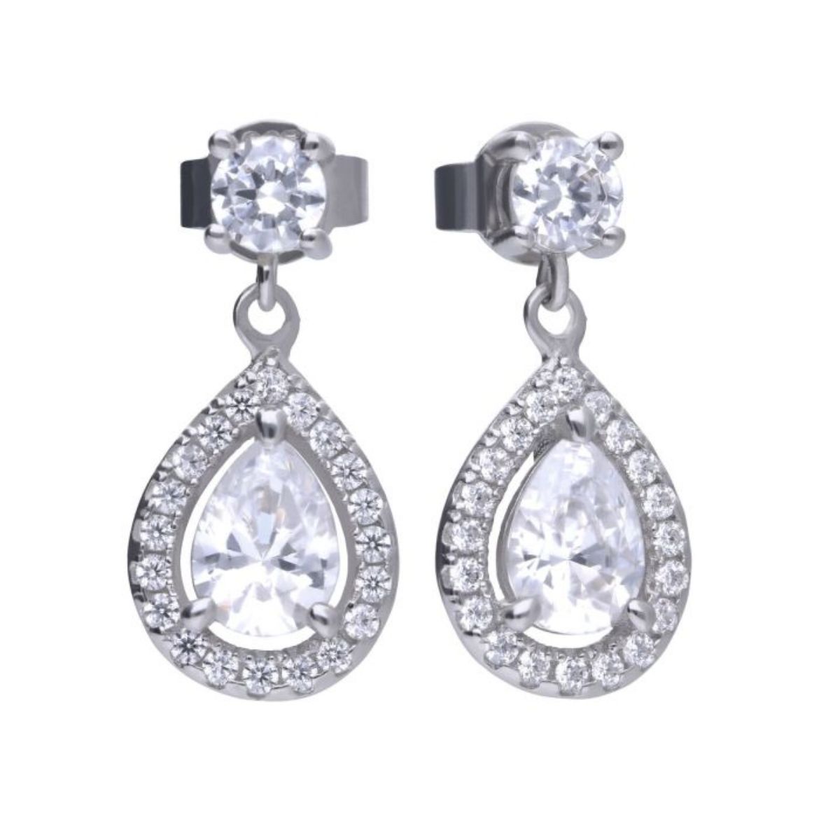 Picture of Teardrop Shaped Zirconia Drop Earrings