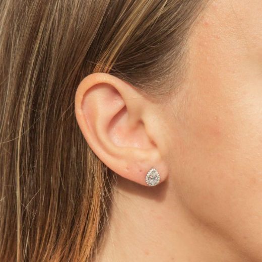 Picture of Teardrop Halo Stud Earrings