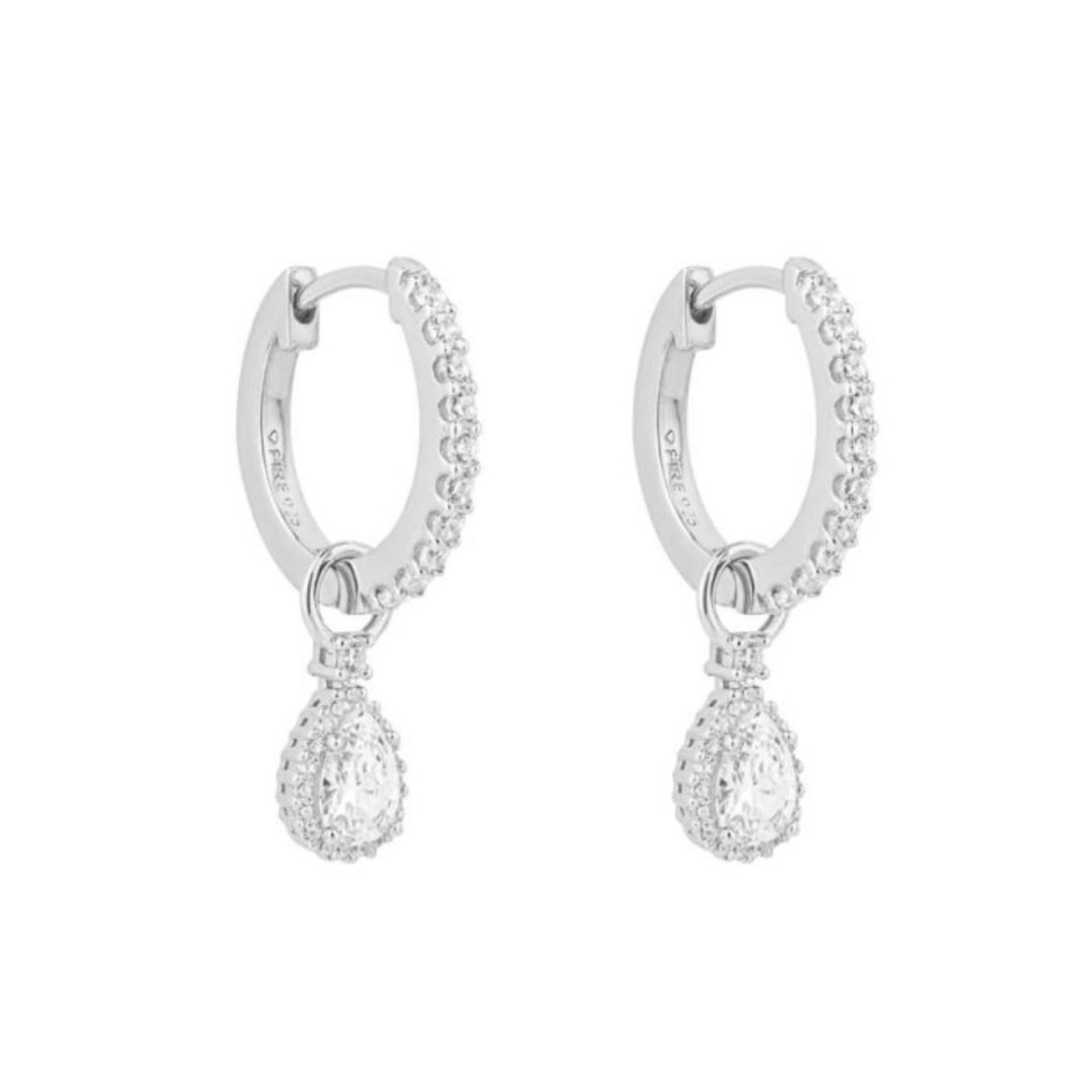 Picture of Teardrop Zirconia Assembled Hoop Earrings 