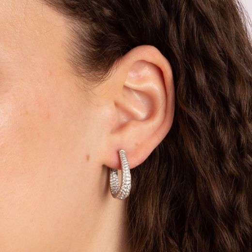 Picture of Pave Set Zirconia Hoop Earrings