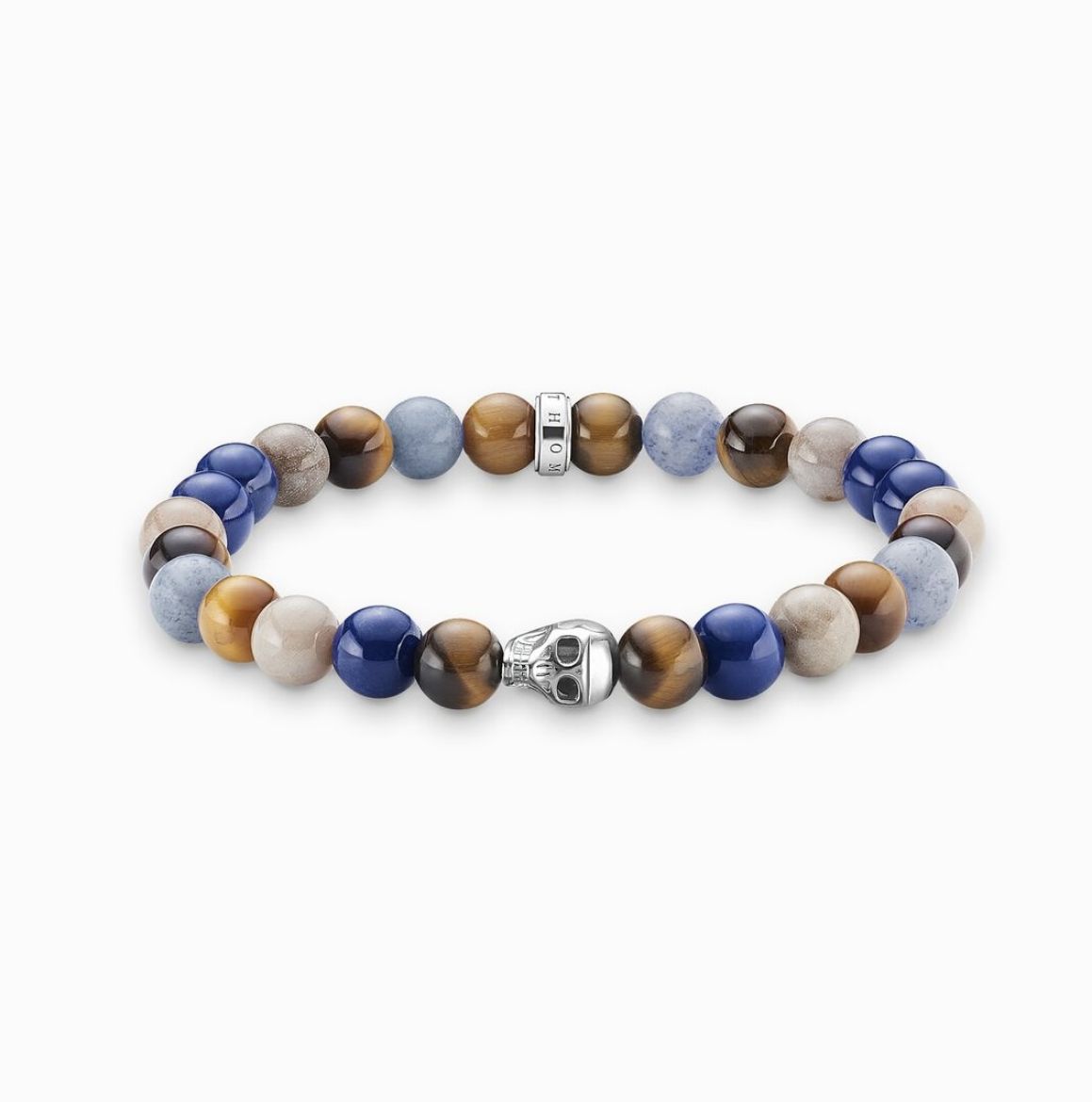 Picture of Colourful Blue Mens Bracelet with Skull