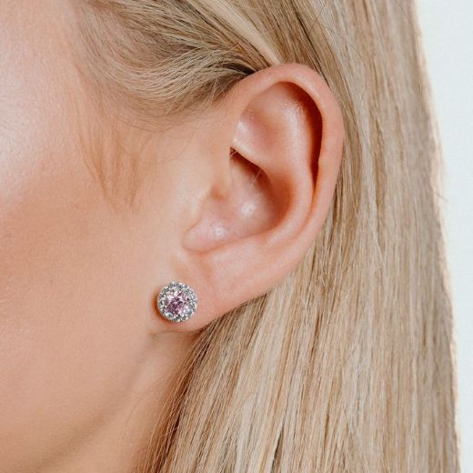 Picture of Pastel Pink Pave Set Stud Earrings