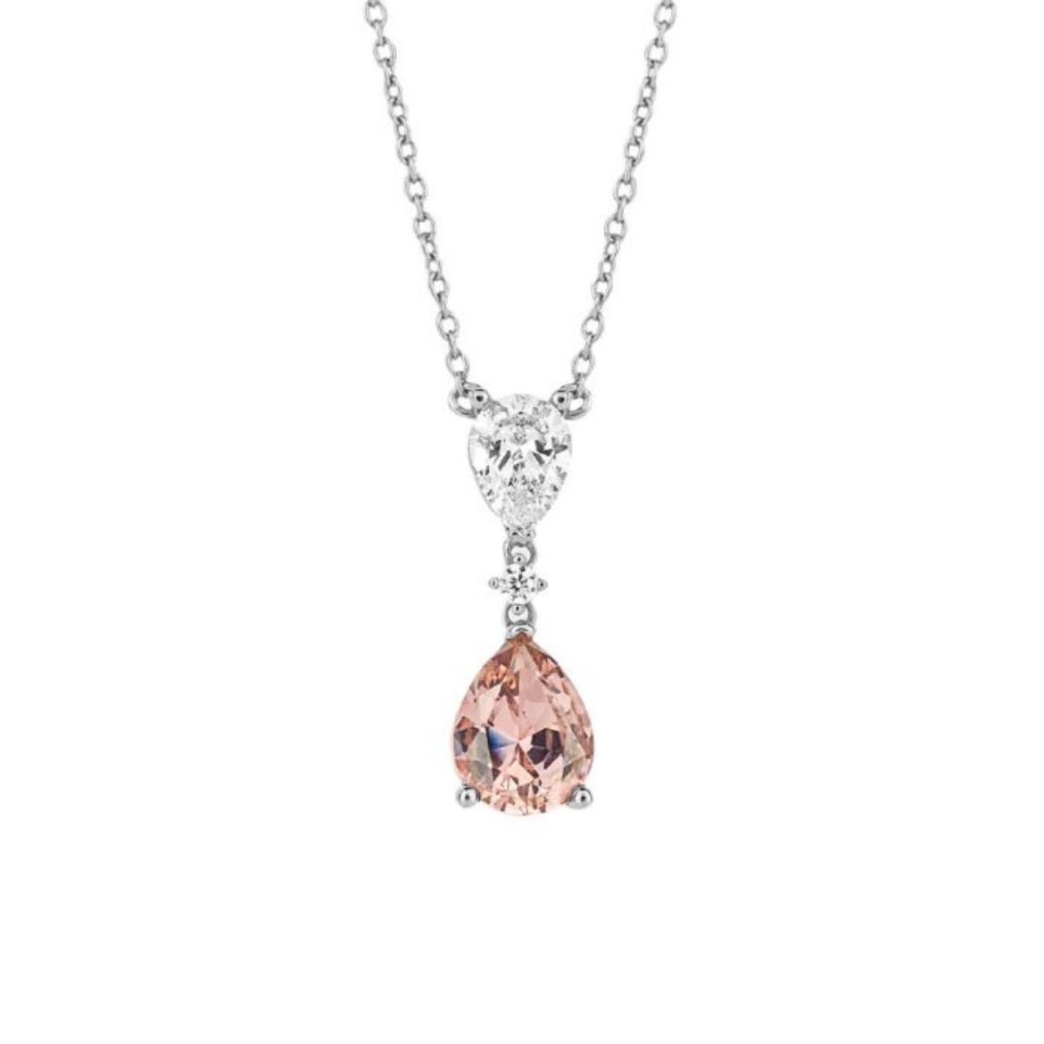 Picture of Teardrop Shaped Pink Zirconia Drop Necklace