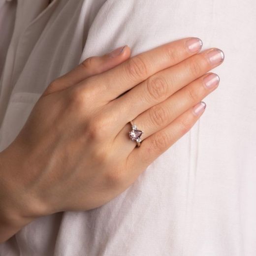 Picture of Teardrop Pink Zirconia Ring