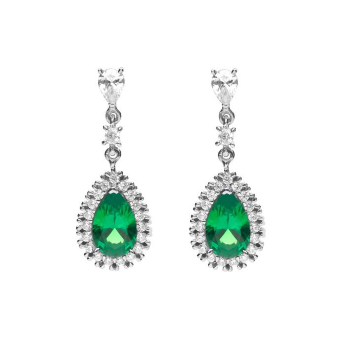Picture of Teardrop and Pave Surround Earrings