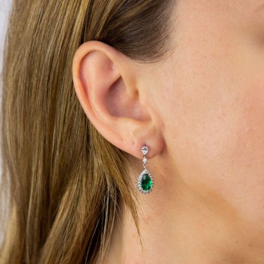 Picture of Teardrop and Pave Surround Earrings