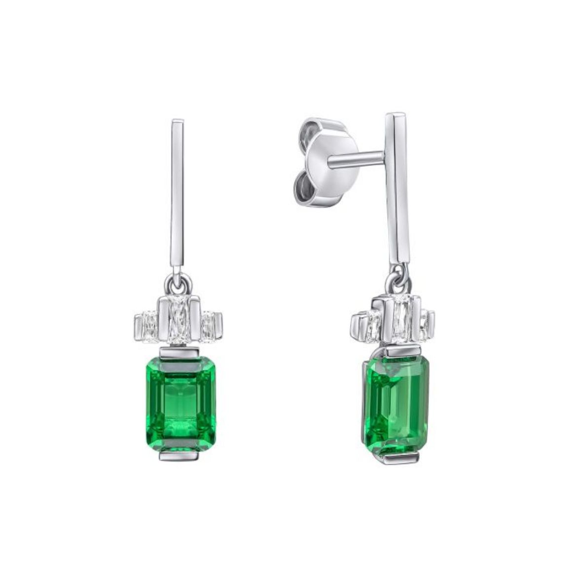 Picture of Emerald Cut Zirconia Drop Earrings