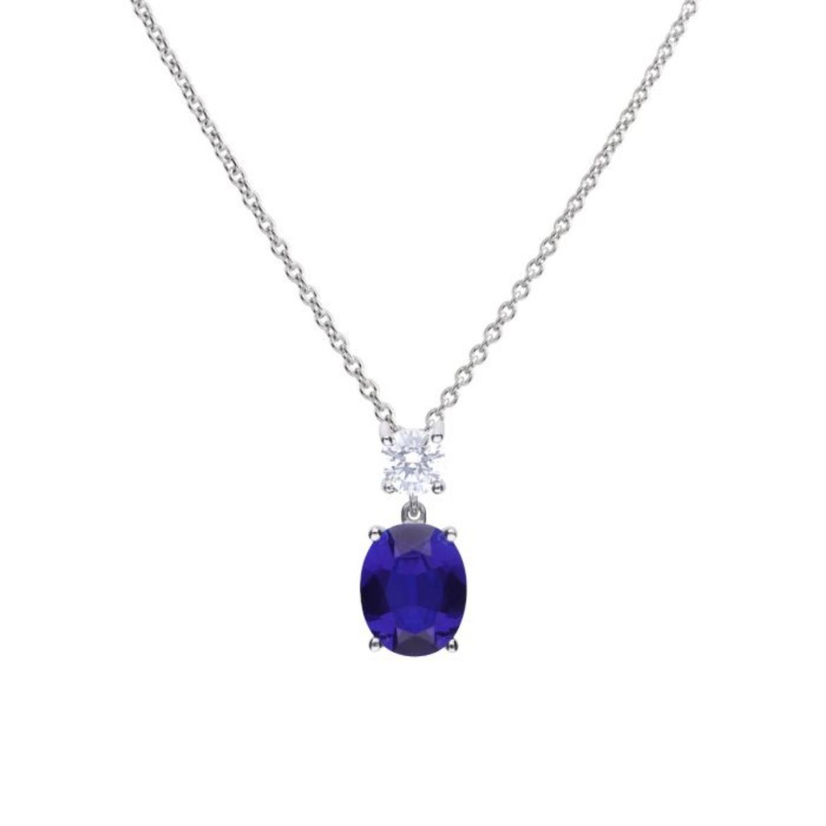 Picture of Sapphire Oval Zirconia Drop Pendant