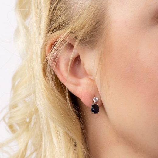 Picture of Sapphire Oval Drop Earrings