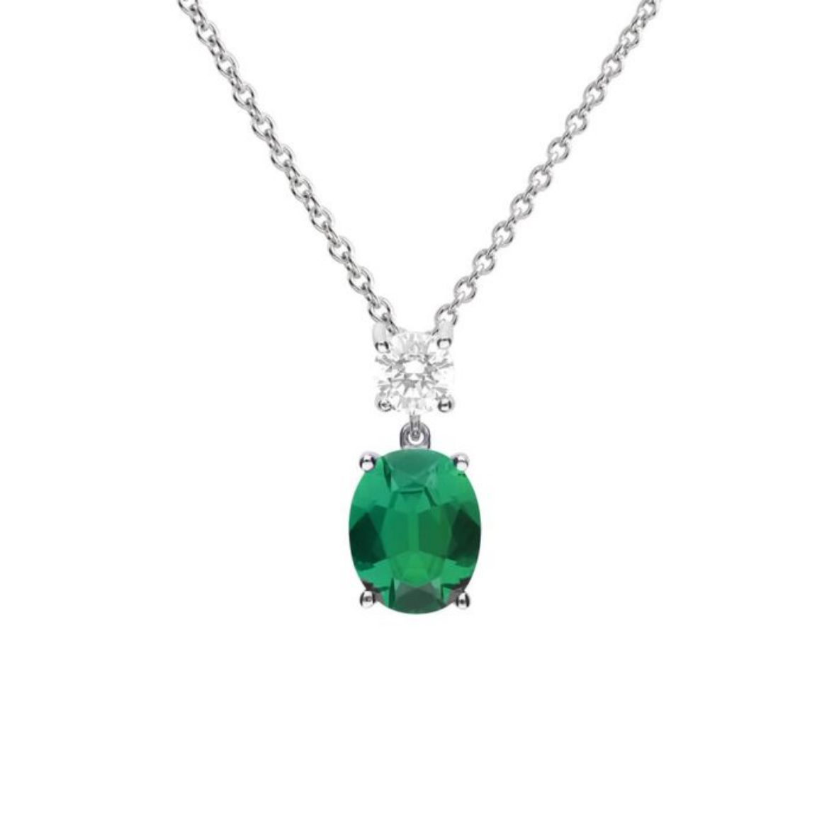 Picture of Emerald Oval Zirconia Drop Pendant