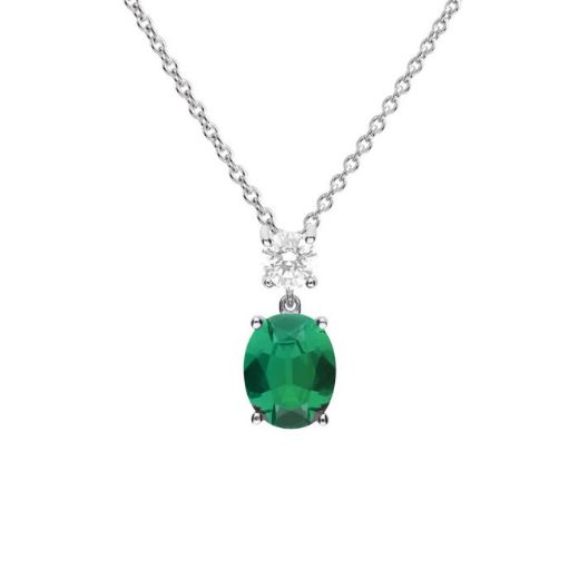 Picture of Emerald Oval Zirconia Drop Pendant