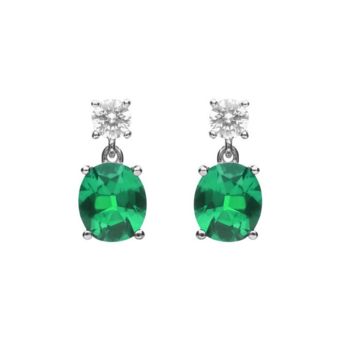 Picture of Emerald Oval Drop Earrings