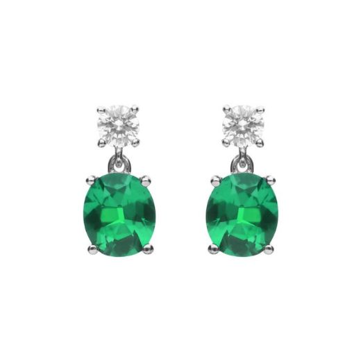 Picture of Emerald Oval Drop Earrings