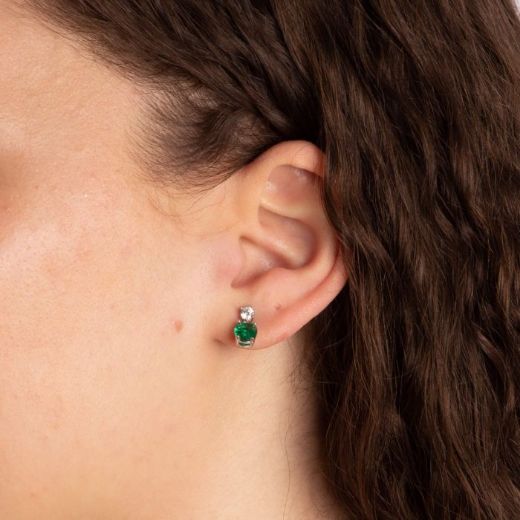 Picture of Emerald Oval Drop Earrings