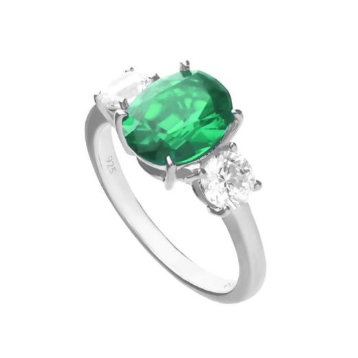 Picture of Emerald Oval Trilogy Ring