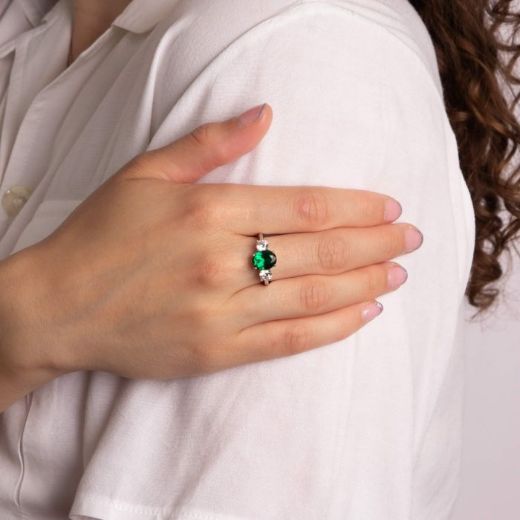 Picture of Emerald Oval Trilogy Ring