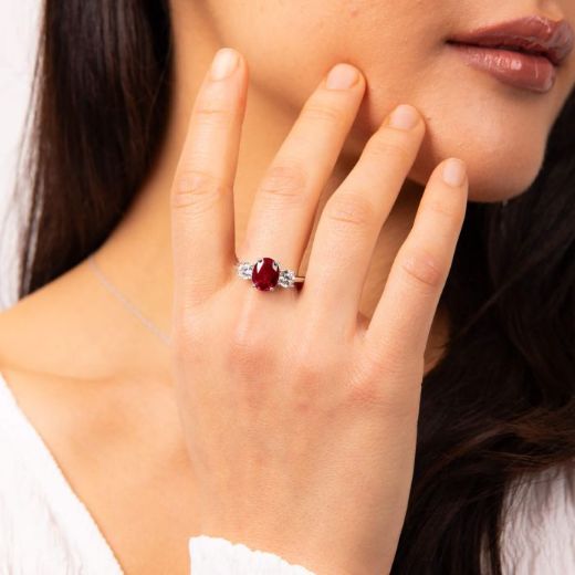 Picture of Ruby Oval Trilogy Ring