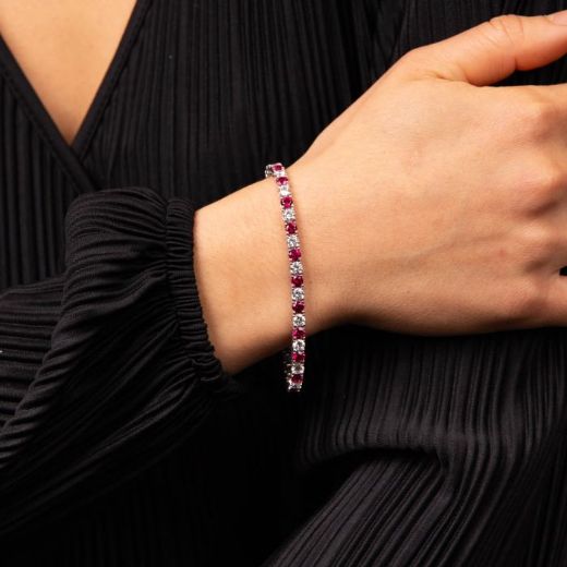 Picture of Ruby Oval Zirconia Tennis Bracelet