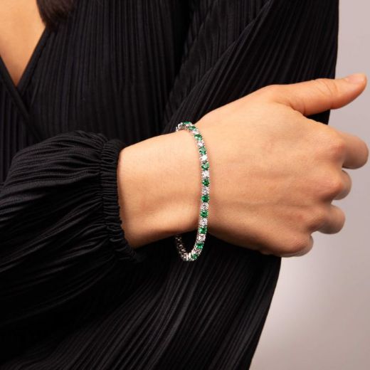 Picture of Emerald Oval Zirconia Tennis Bracelet