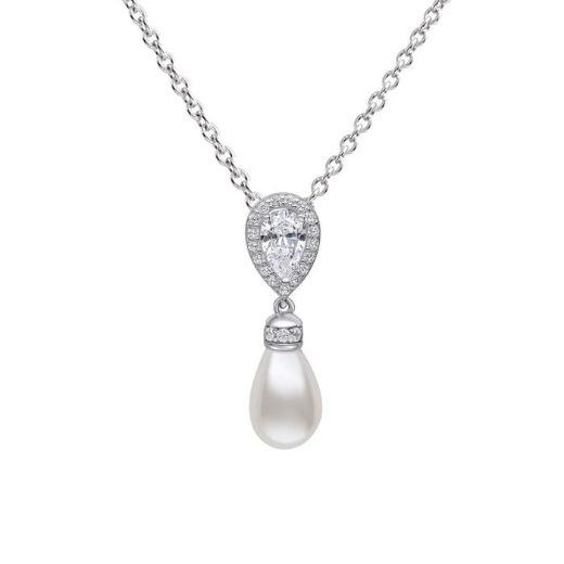 Picture of Teardrop Zirconia Pendant with Shell Pearl Drop