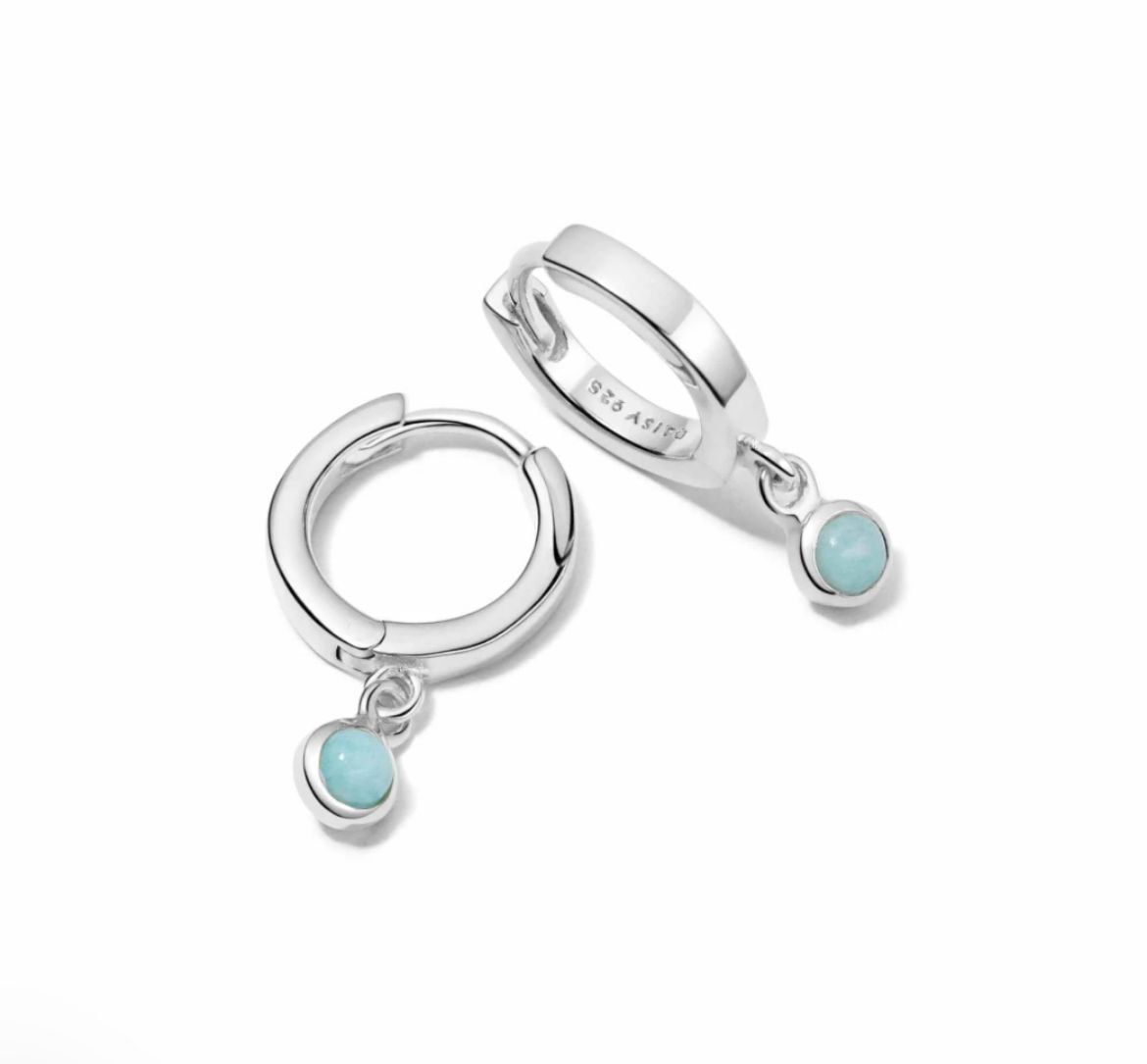 Picture of Healing Stone Huggie Hoops Sterling Silver - Amazonite