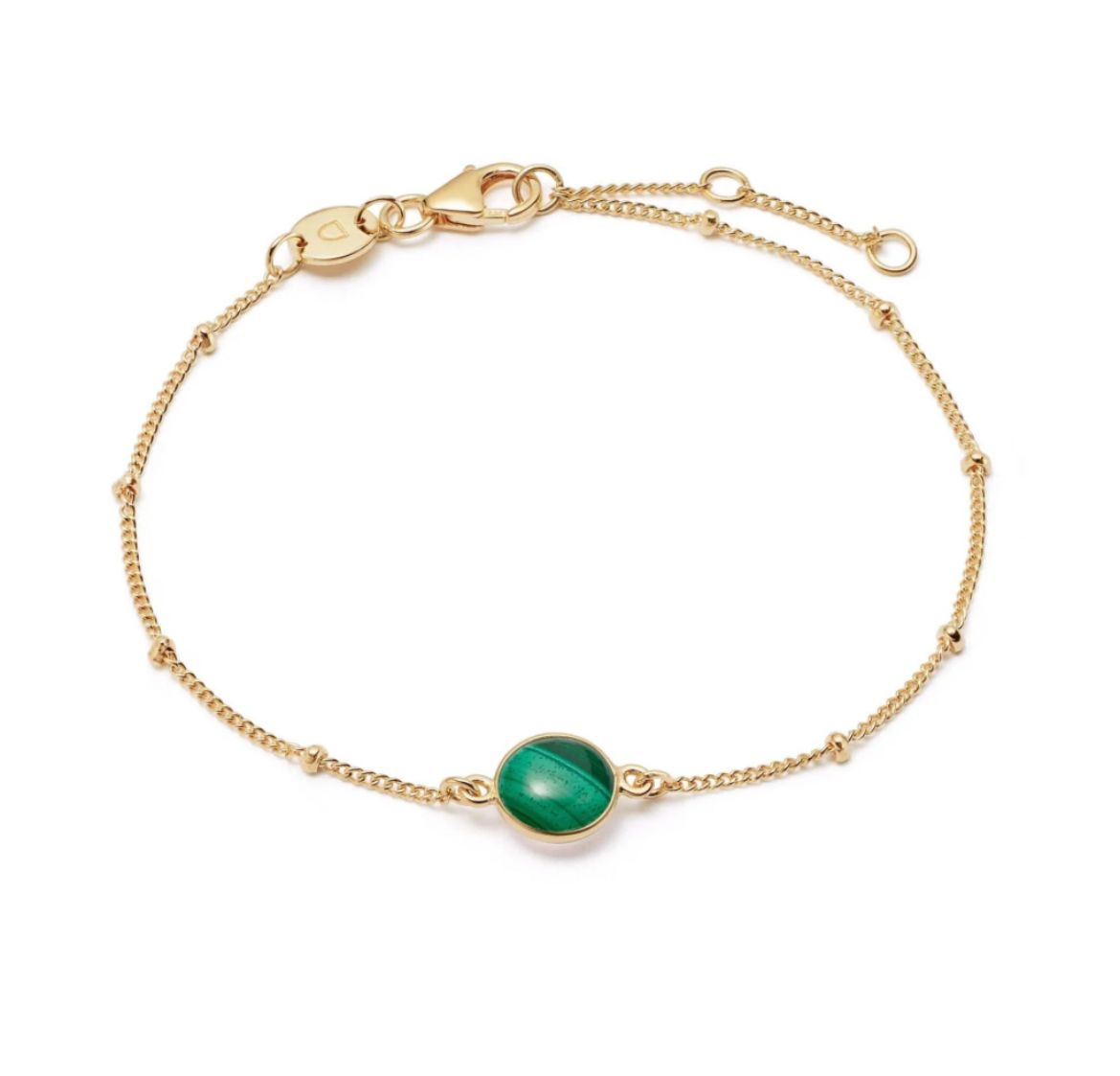 Picture of Healing Stone Bobble Bracelet 18ct Gold Plate - Malachite