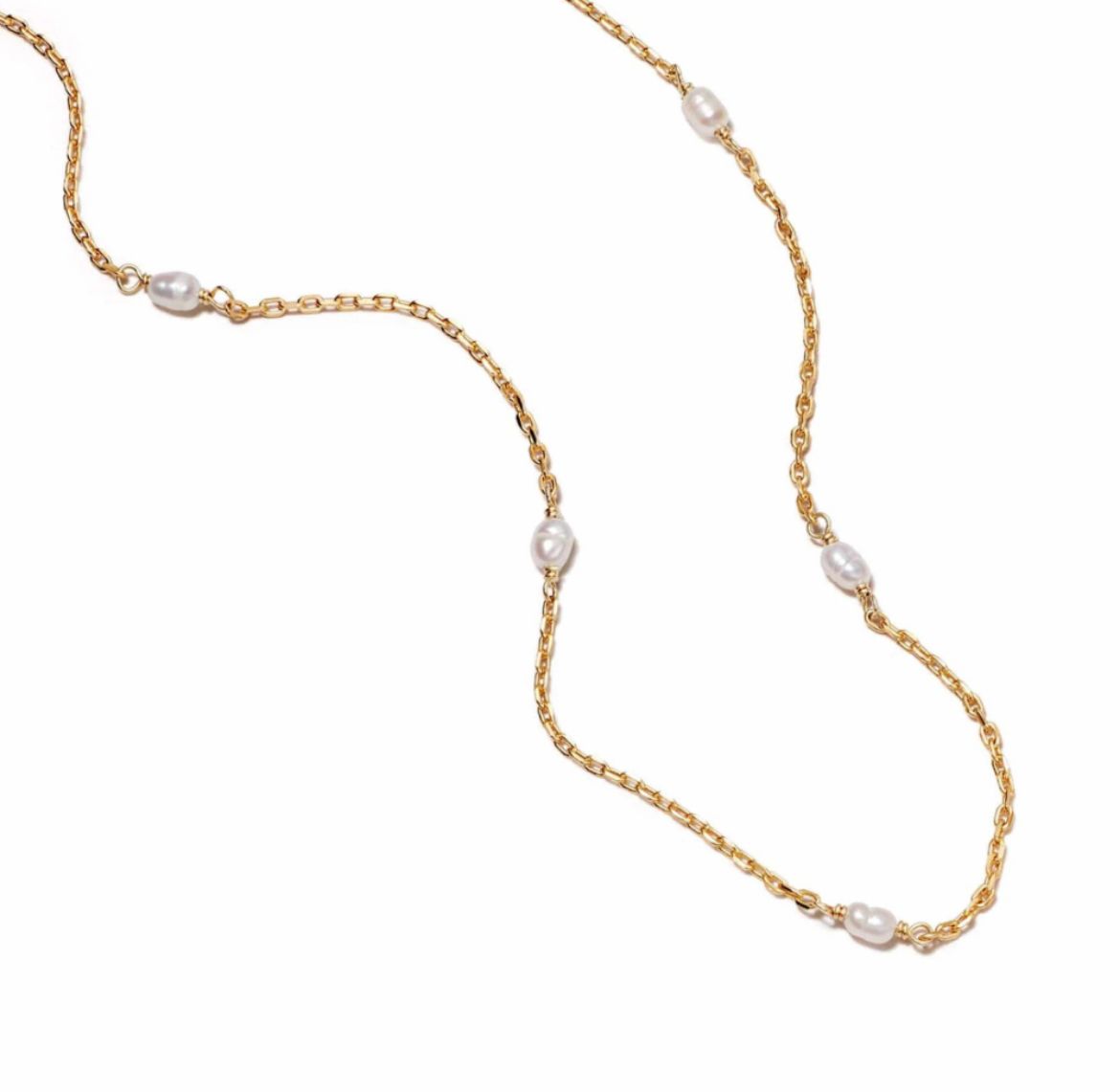 Picture of Treasures Seed Pearl Chain Necklace 18ct Gold Plate