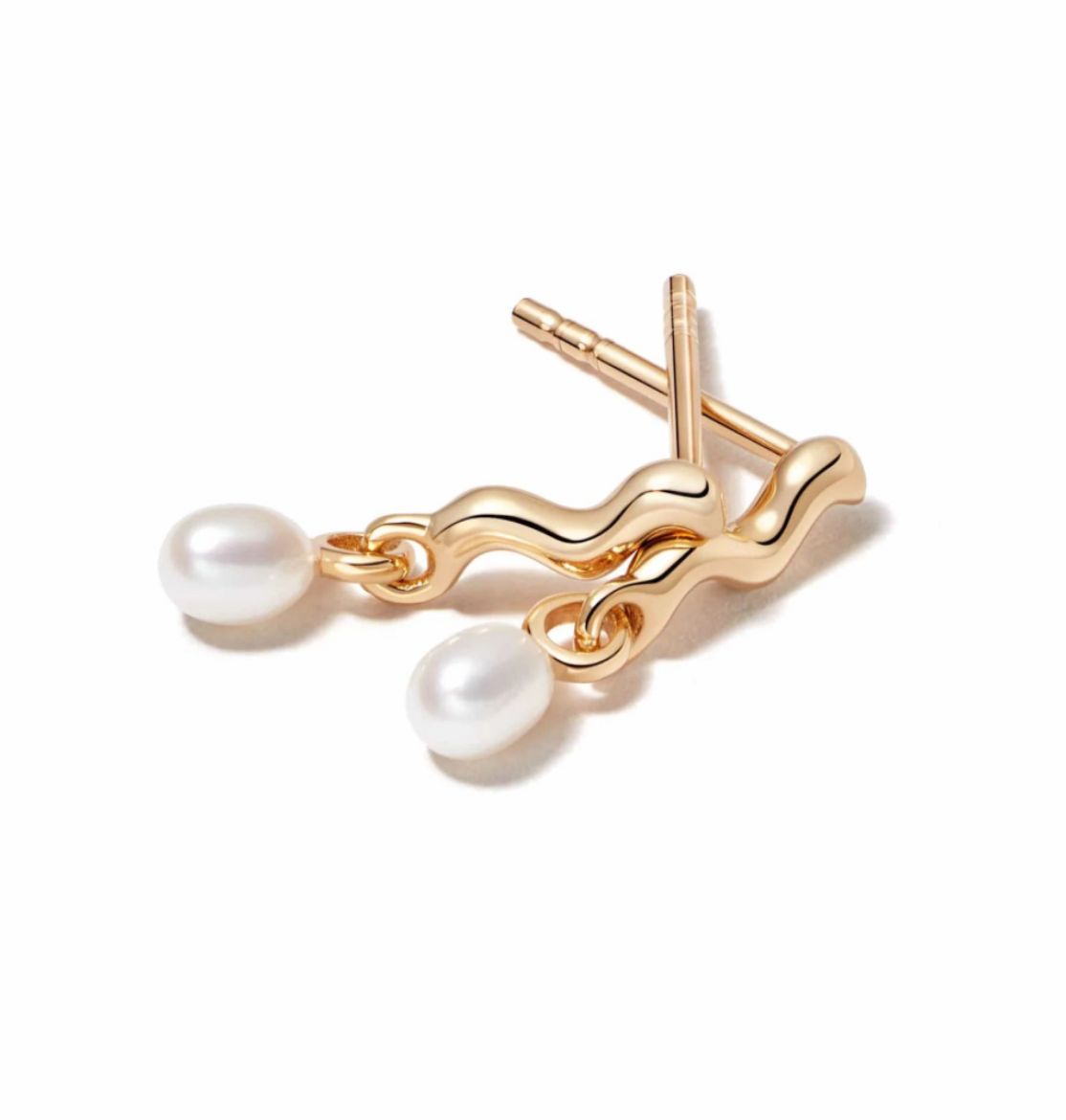 Picture of Treasures Wave Seed Pearl Stud  Earrings